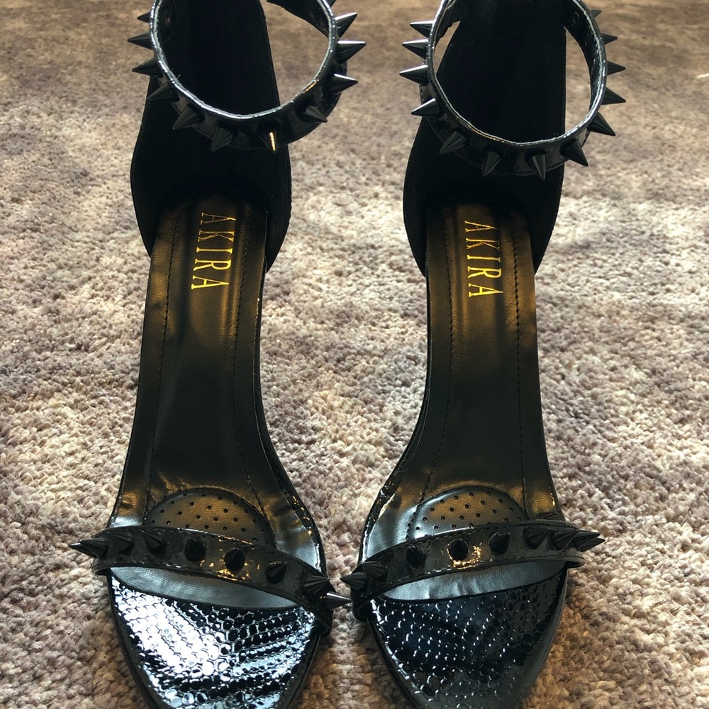 Black snake print heels